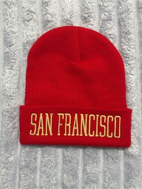 Red San Francisco Knit Beanie — 100% Acrylic